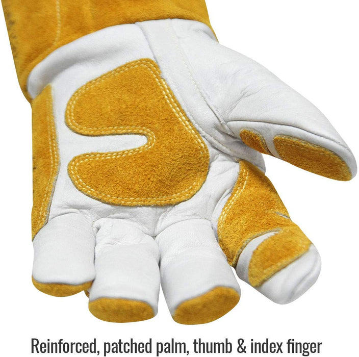 Revco GM1611 Top Grain Leather Cowhide MIG Welding Gloves with Reinforced Palm & Thumb & Index Finger, Seamless Forefinger, 5" Cuff for Extra Protection (Large)