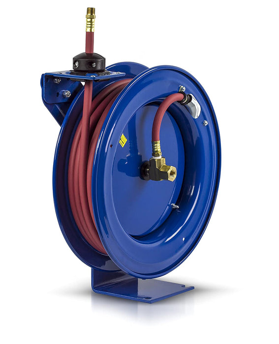 Coxreels P-LP-350 Retractable Air/Water Low-Pressure Hose Reel, P Series, Heavy-Duty Steel Construction, Made in the USA