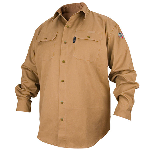 Black Stallion Khaki Flame-Resistant Workwear Shirt FS7-KHK | Welding For Less Black Stallion Khaki Flame-Resistant Workwear Shirt FS7-KHK | Welding For Less